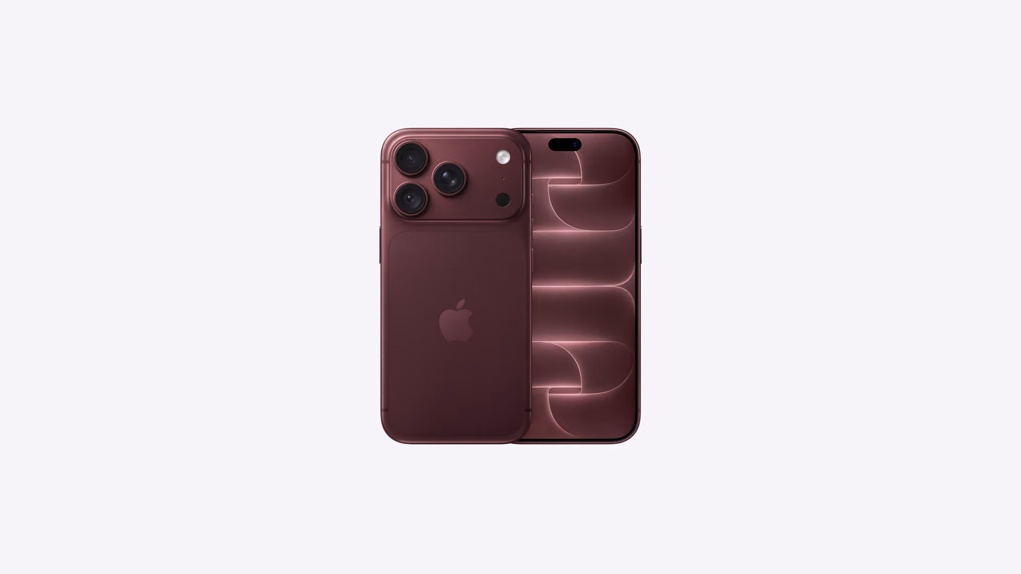 iPhone 18 Pro i cherryröd finish, fram- och baksida