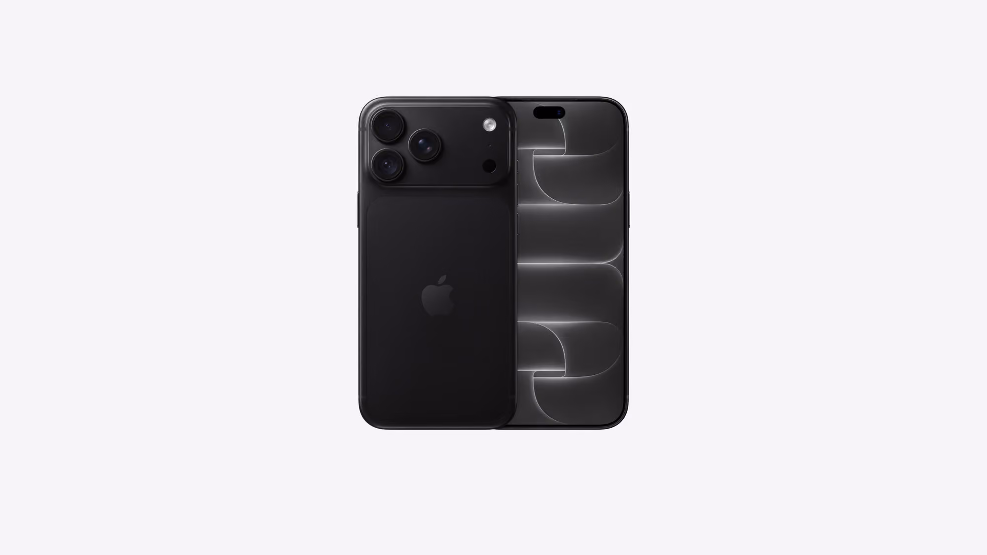 iPhone 18 Pro Max i svart titan, fram- och baksida